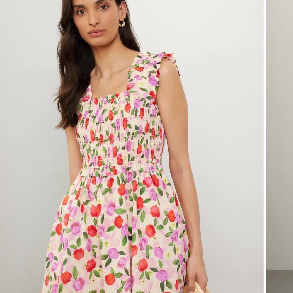 English Factory Pink and Red Floral Mini Dress